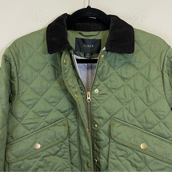 NEW J.Crew Limited-edition new cropped quilted Barn Jacket Green Size XS - Picture 6 of 14